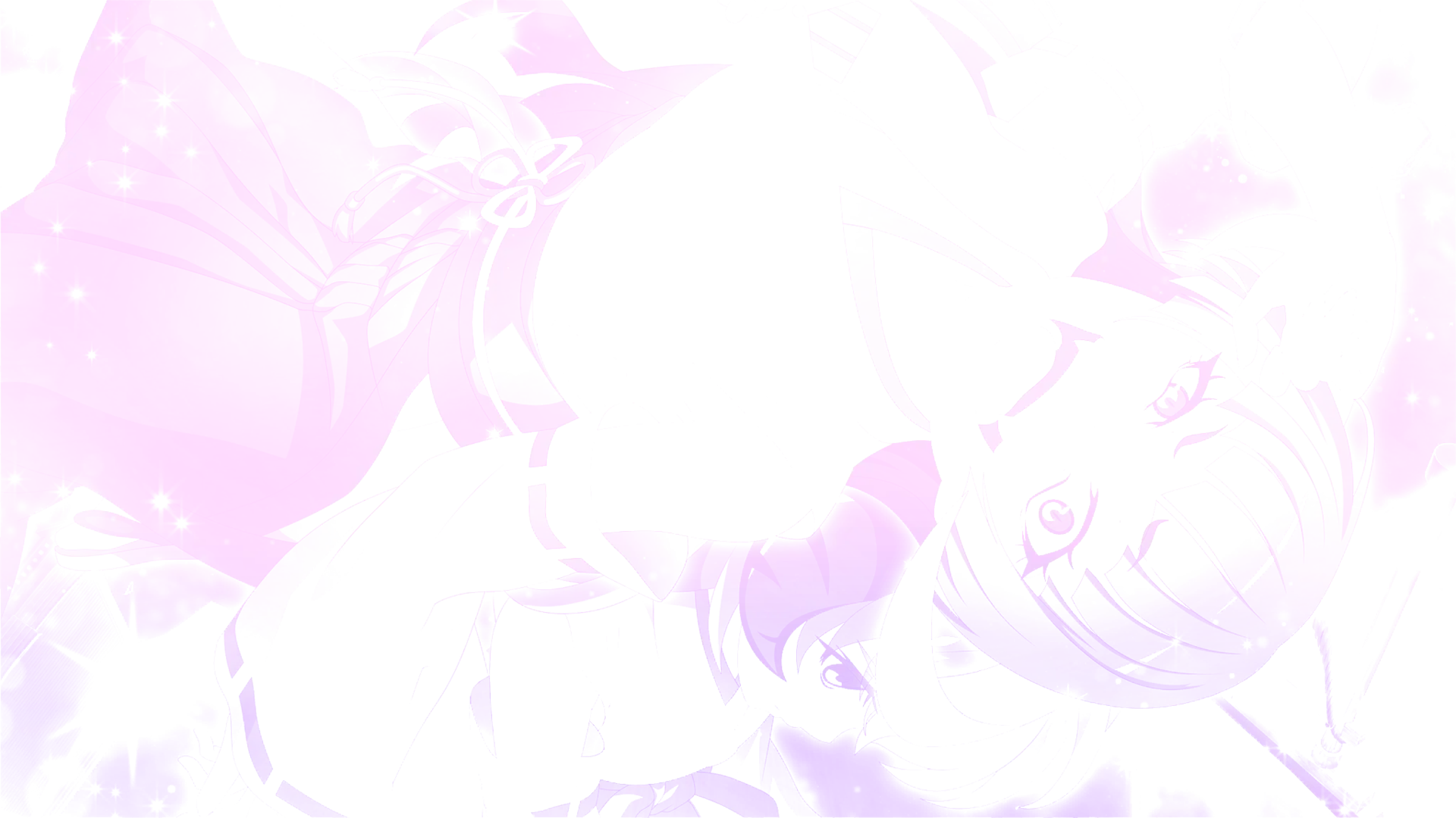 A gif of Eua from Higurashi edited to be only lavender lineart and glowing. Eua is facing up.