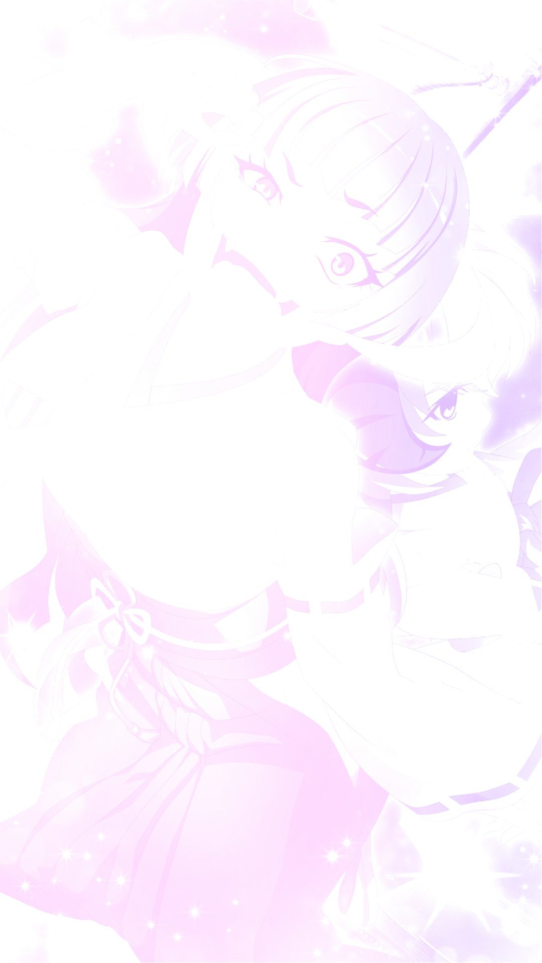 A gif of Eua from Higurashi edited to be only lavender lineart and glowing. Eua is facing left.